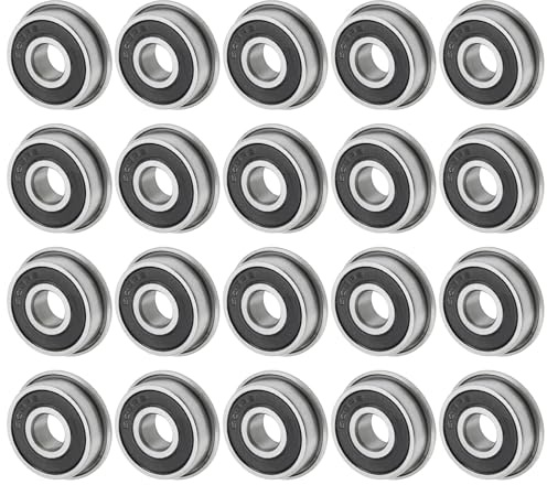 M METERXITY 20 Pcs F608-2RS Cuscinetto A Sfere Con Flangia 8mm x 22mm x 7mm | Cuscinetti A Sfere A Gola Profonda, Acciaio Cromato GCr15, Doppia Guarnizione In Gomma, Per Carriole/Stampanti/Fax