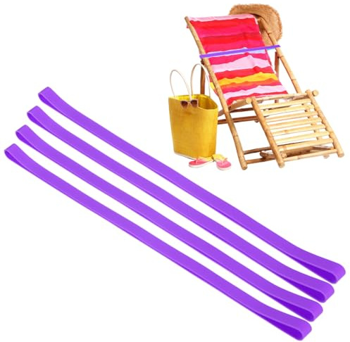 M METERXITY Lot De 4 Bandes De Serviette pour Chaises De Plage, Attaches Reutilisables pour Serviette De Plage Elastiques Anti-Vent pour Chaises De Bateau De Croisiere [Purple]