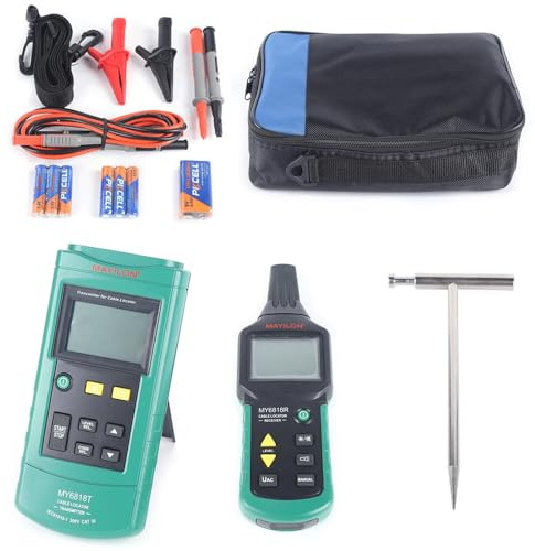Professionelles Kabelfinder-Set Tiefensuche bis 2m Erdkabel-suchgerät mit Vakuum-Isoliertest, Erdzapfen & Tragetasche, Kabelortungssystem für Isolationsfehler-Detektion