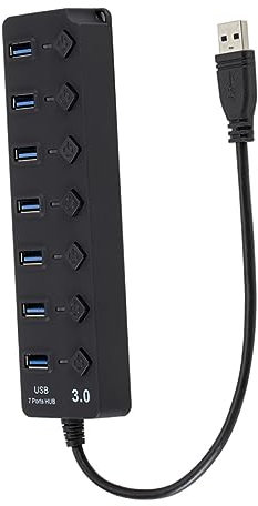 Operitacx USB Hub con Interruptores Individuales Pc Tablet y Smartphone Adaptador USB Múltiple Negro