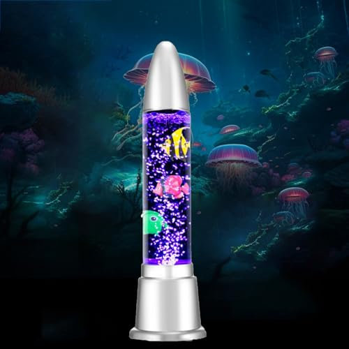 UEGFSIJRF Lámpara Luminosa de Burbujas de Medusas, 7 Colores RGB, luz Nocturna sensorial for Acuario, Ideal for Dormitorio, habitación Infantil y Sala de Estar.