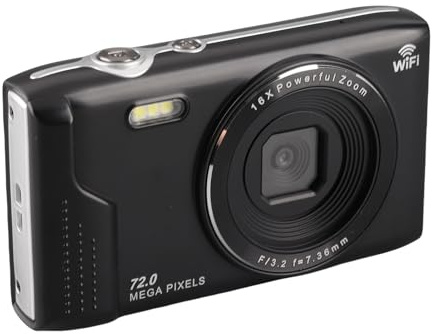 Plyisty 72MP Digital Camera, Autofocus 4K Vlogging Camera for Photography, 16X Zoom, 2.8in HD Screen, Flash, WiFi, Portable Compact Cam for Teens Adult Beginner (Black)