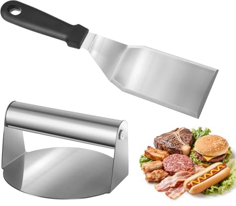 FAMCUCHE Smash Burger, 4.4 Pulgadas Aplastador de Hamburguesas de Acero Inoxidable con Espátula, Prensa Hamburguesas para Barbacoa, Filete, Patties