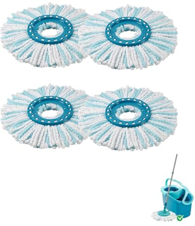 Frogetu 4 Pièces Têtes de Rechange Compatible avec Leifheit Clean Twist Disc Mop,Balai Serpillère Franges de Remplacement en Microfibres,Compatible avec Leifheit Serpillière Super Absorbante