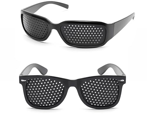 2Pcs Pinhole Glasses, Anti Myopia Pin Hole Correction Glasses, Unisex for Lunisk Protection Spectacles, Black Vision Strengthening Spectacles for Vision Protection, Reading Eyewear for Eyes Relief
