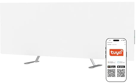 JOULE Production Premium Eco Infrarotheizung 700W – Smart Infrarot Heizpaneel mit Thermostat & WiFi, energiesparende Glasheizung für Wandmontage, Standgerät, umweltfreundlich, modernes Design, Weiß