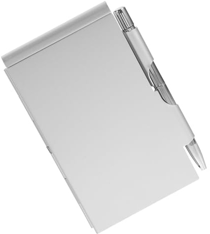 Operitacx Tasche Notebook aus Metall mit Abreißbaren Notizzetteln und Stift Tragbares Kleiner Taschennotizblock im Silbernen Metall Design für Büro und Schulbedarf