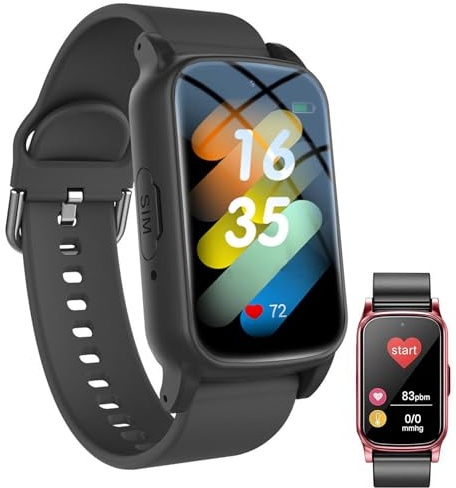 Elderly Fall Watch, HD Video Call with SOS Emergency Alert Blood Oxygen Monitor Wearable Activity Multiple Safety Positioning GPS Tracking Seniors Fall Alert Watch for IOS/Android Phones (Black)