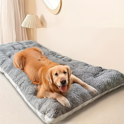 Jyswx Cama para perros extragrande – Colchón para perros calmante lavable con parte inferior antideslizante, suave y cómodo, cojín para perros grandes, gris, 90 × 45 × 5 cm