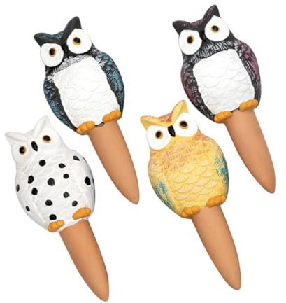 DIYEAH Lot de 4 Arroseurs Automatiques en Céramique Forme Hibou 210 ML Système d'Arrosage de Jardin Intérieur Dispositif Goutte-à-Goutte pour Plantes en Pot pour Vacances