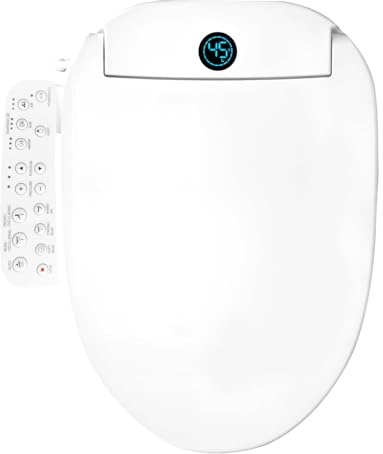 Bostar Siège de bidet électrique intelligent 5 modes de lavage, toilette électronique en forme de V avec siège chauffant et sèche-linge intégré, affichage numérique, couvercle de toilette à fermeture