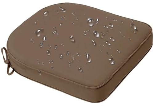 Generisch Stuhlkissen Outdoor Wasserfest -Terrassenstuhlkissen für Gartenmöbel -Sitzkissen mit Bändern -Abnehmbar Stuhlpolster- Halbrund Stuhlauflage(Kaffee,45x48x8cm)
