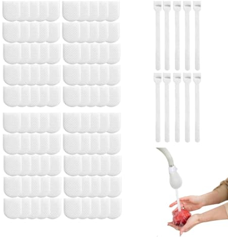 Faucet Filter Cotton Bag with Velcro Ties 100Pcs Disposable Cotton Filter Bags for Filtering Rust Silt Sediment Splash-Proof Faucet Water Filter Bag for Kitchen Bathroom (Fit Diameter Within 1.37in)