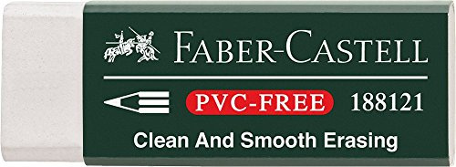 Faber-Castell 188121 1 x weißer Kunststoff-Radiergummi (Kunststoff, Weiß, 1 Stück (S)