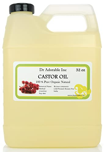 Dr Adorable - 32 Oz - Premium Castor Oil - 100% Pure Natural Organic Cold Pressed Virgin 1 Quart / 2 LB