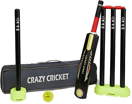 Ram Cricket Mini Crazy Cricket Set - approx. ages 5-9 yrs – includes 1 x Size 2 Bat – Durable & Balanced Kwik Style Set for Cricket Training, Cricket Matches, Garden, Beach, or Park