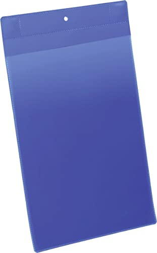 Durable Kennzeichnungstasche plus, A4 hoch, 10 Stück, blau, 174707 | Magnetische Sichttasche mit Schutzklappe, Neodym-Magnete, scanbare Hülle für Gitterboxen, 210x297 mm