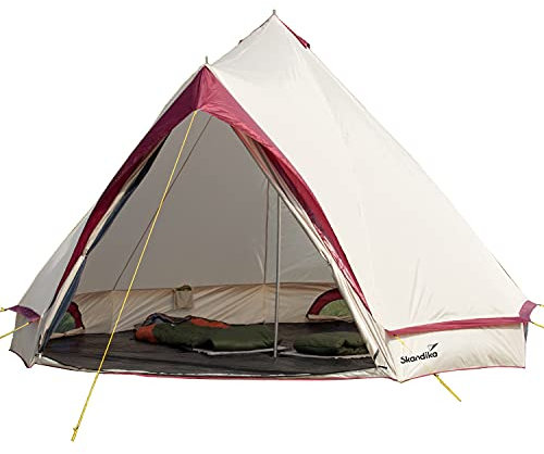 Skandika Tipi Zelt Comanche 400 Outdoor | Campingzelt für bis zu 8 Personen, eingenähter Zeltboden, Moskitonetz, 2,5 m Stehhöhe, Stahl-Gestänge | Indianerzelt, Partyzelt, Festivalzelt