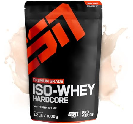 ESN IsoWhey Hardcore Proteinpulver, Neutral, 1 kg, Bis zu 26 g Protein pro Portion, made in Germany