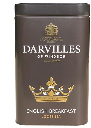 DARVILLES of WINDSOR - 100g Tin of ENGLISH BREAKFAST Loose Leaf Black Tea - Importers, Blenders & Packers of Fine Teas & Infusions since 1860 - (1 x 100g Caddy Tin)