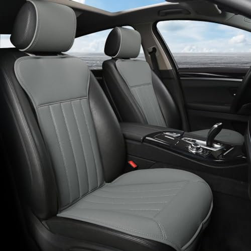 Black Panther Fundas Asientos Coche, Lujo Fundas para Asientos de Coche,Cuatro Estaciones Universal Antideslizante Protector Asiento Delanterocon Respaldo(2PCS-Gris)