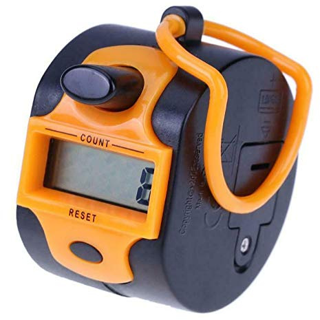 , contatore digitale manuale, mini contatore a 5 cifre per giri/sport/allenatori/scuola/eventi, colore rosso, arancione
