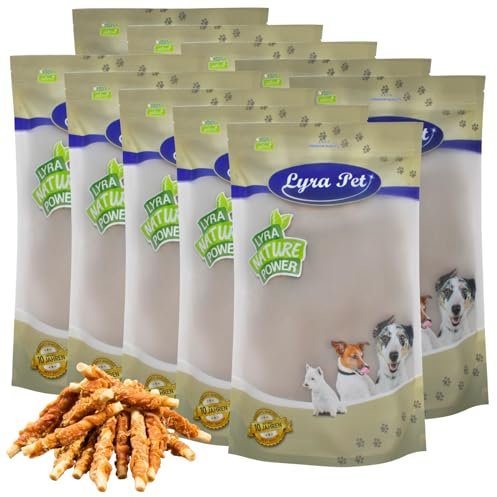 Lyra Pet® 10 kg Kaustange mit Hühnerbrust | Kausnack zahnreinigend | Leckerli für Hunde | Proteinreicher Kauartikel | Gut bekömmliches fettarmes Hundefutter | Wiederverschließbarer Beutel