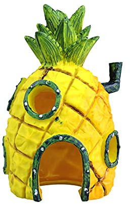 FuninCrea Aquarium Decorations, Resin Cave Ornaments Fish Tank Decoration Accessories for Betta Fish House Aquarium Ornament Aquatic Caves Hide Hut (Yellow)