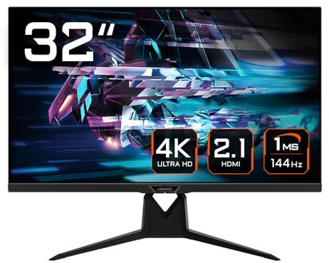 Gigabyte AORUS FI32U EK 31.5 4K Ultra HD Gaming Monitor - 3840 x 2160(4K Ultra HD), 144Hz, 1ms, FreeSync Premium Pro, DisplayHDR 400, HDMI 2.1, DisplayPort 1.4