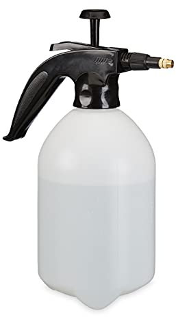 Relaxdays Drucksprüher 2 Liter, einstellbare Messingdüse, Wasser & Unkrautvernichter, Sprühflasche Garten, weiß/schwarz