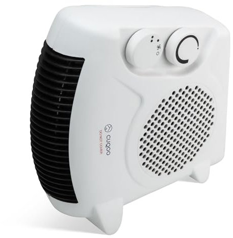 CUQOO Powerful 2KW Fan Heater with 2 Heat settings & Cool Function - Upright Electric Quiet Space Heater for Home with Variable Thermostat, Low Energy Usage