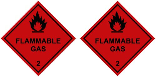 Pack of 2 strong Magnetic, flammable gas 100mm x 100mm hazardous warning signs