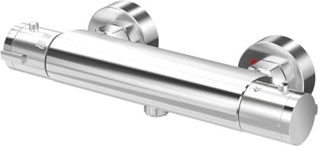 Hanstore Upgrade Thermostatic Shower Mixer ​Bar Round Wall Mounted Bath ​Shower Valve Anti Scald Tap Hot Cold Water Intelligent Constant Temperature Chrome Finished (Wall-Mounted)