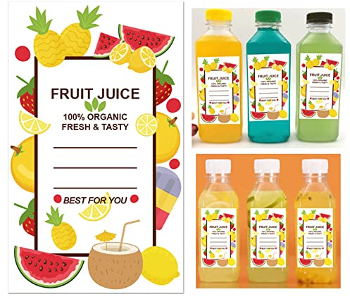 Lot de 200 étiquettes autocollantes en plastique pour bouteilles de jus de fruits - 3,8 x 6,3 cm - Pour bouteilles gramme 113,4, 226,8 et 340,2 - Convient pour le jus, le lait et d'autres boissons