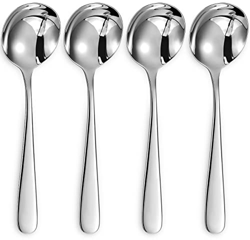 KEAWELL Premium 7 Louise Soup Spoons, 18/10 Stainless Steel, Dishwasher Safe (4)