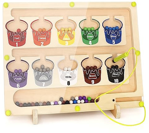 Joyreal Magnetspiel Labyrinth - Farben Lernen Sortierspiel Montessori Spielzeug Holz 3 4 5 6 7 Jahre Magnete Kinder Motorikspielzeug Geschenk Mädchen Junge