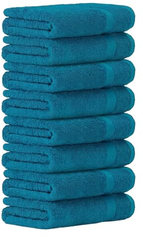 Luckytowel Handtücher Set 50x100 cm – Oeko-TEX Handtuch-Set aus 100% Baumwolle mit 600 g/m² – Frottiertücher mit Aufhängeschlaufe – flauschig & saugstark – Frottee Handtuchset – 8er Pack Türkis