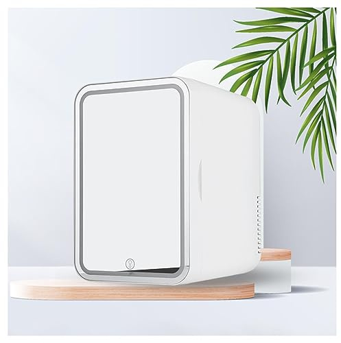 HAZARA Mini Frigo CosméTique Portable, 8L,avec Miroir De Courtoisie LED Petit Frigo Pas Cher, Voiture,Maison,Chaud Et Froid 2 en 1 Frigo Cosmetique, pour Chambre, Bureau Et Voiture,White