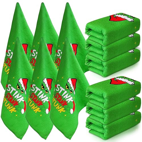 Wensdr 6 Packs Christmas Kitchen Dish Towels and Dishcloths 19.6 x 9.8 Reusable Strong Water Absorption Hand Towels for Kitchen Cooking Baking Cleaning