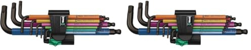 Wera 05073593001 950 SPKL/9 SM N Multicolour Juego de Llaves acodadas métricas, BlackLaser, 9 Piezas, Set (Paquete de 2)