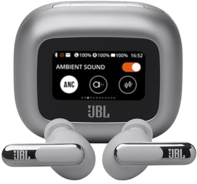 JBL Live Beam 3 - Auricolari a bastone chiuso con cancellazione del rumore wireless, 48 ore di riproduzione totale, ricarica wireless, 6 microfoni per chiamate perfette, connessione multipunto,