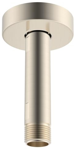 Hibbent All Metal Ceiling Mounted Shower Arm, 4 Inch Shower Head Extension Arm with Flange for High Pressure Rain Shower Head, Stainless Steel Shower Head Extender, Brush Nickel