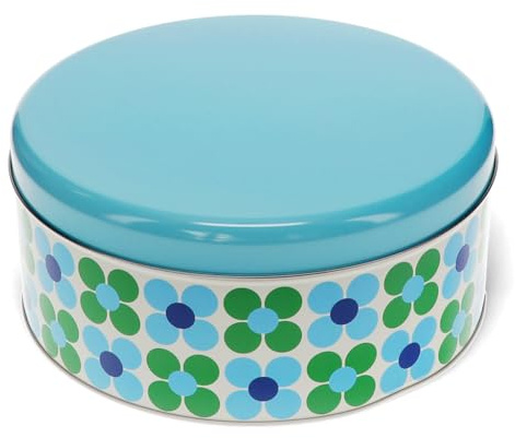dotcomgiftshop Blue and green Daisy Cake Storage Tin