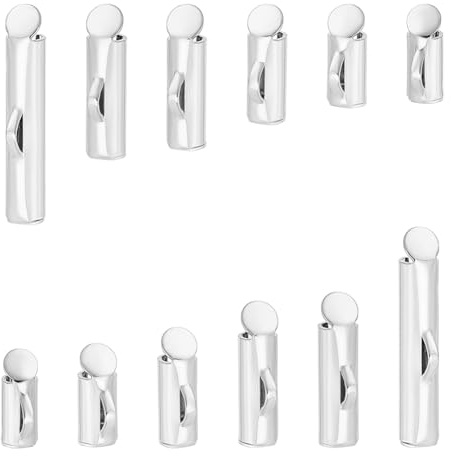 UNICRAFTALE Aprox 48 Piezas 6 Tamaños Cierre Deslizante Tubo Engaste Extremo Chapado Plata 925 Barra Deslizante Tapas Extremo Engaste Hebilla Tubo Metálico para Mostacillas Telare Collar Múltiple Hilo