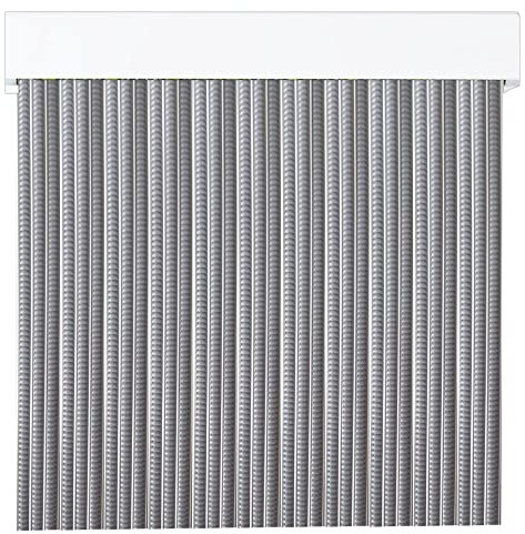 Tenda a strisce in PVC per esterni | Taglio su misura | Anti insetti | Pertoni TENDE (grigio e bianco, altezza 220 x 90 cm (larghezza)