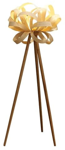 GddOGUK lampara pie Lámparas de pie Modernas, lámpara de pie con trípode, Patas de trípode de Madera de Roble, lámpara de Poste Alto, Pantalla Tejida a Mano, decoración de Suelo Encantadora