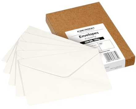 Emerson Briefumschläge bunte postkarten blanko DIN B6 (25 Stück) Kuvert, blanko karten zum selbstgestalten, Grußkarten ohne Fenster, Grußkarten, Hochzeitseinladungskarten- 120g 125x175 mm Cremeweiß