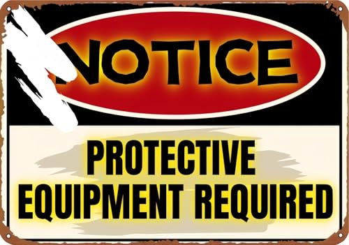 Vintage Metal Sign PROTECTIVE EQUIPMENT REQUIRED Aluminum Sign Retro Metal Wall Art, Funny Garage Bar Signs, Rustic Kitchen Office Wall Decorations 8x12 inch