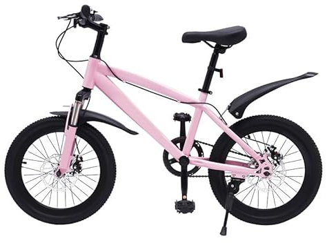 Repomanda 18 Zoll Kinderfahrrad für Mädchen 4.1–4.59ft – V-Brake vorne/hinten, höhenverstellbar, Schutzblech, Reflektoren, mit Taschenlampe & Pumpe – Fahrrad für Kinder