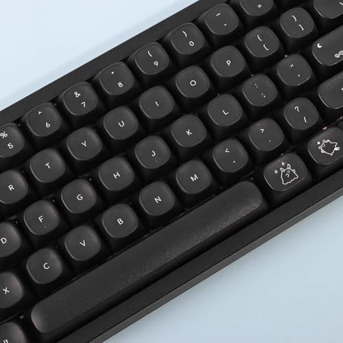 Gliging MOA Profile Keycaps, Black Minimalist Keycaps, 124 Keys Cute Ghost Themed Keycap Set, Custom Dye-Sublimation Key Cap for Cherry MX Switches Mechanical Keyboard